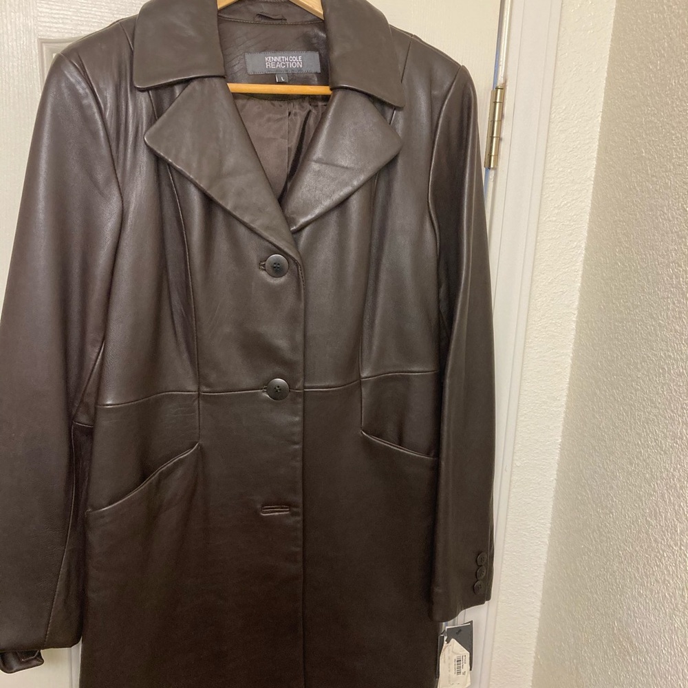 Kenneth Cole Reaction leather coat size L